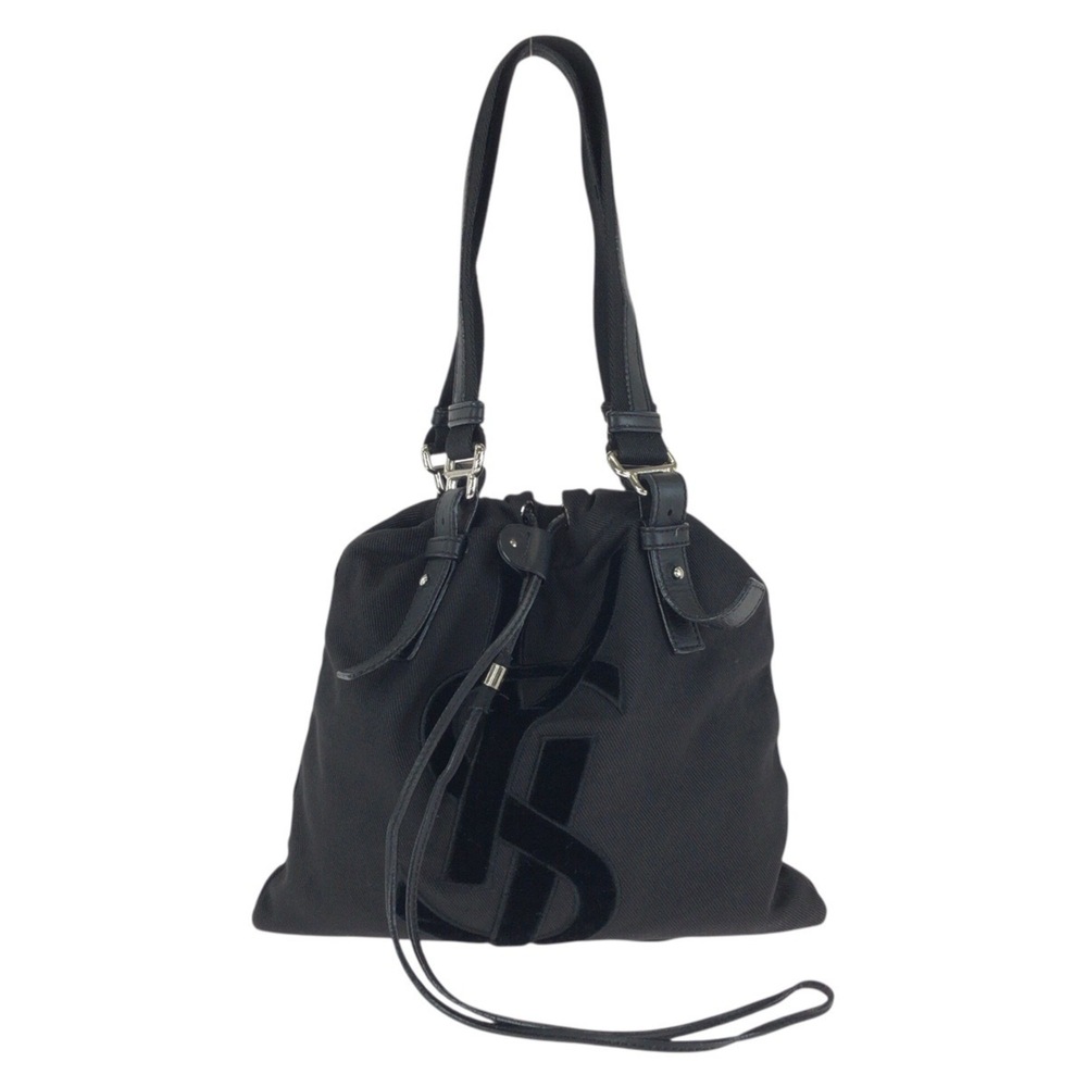 Yves Saint Laurent Rive Gauche Vintage Kahala YSL Drawstring Bag, Black, Silv...